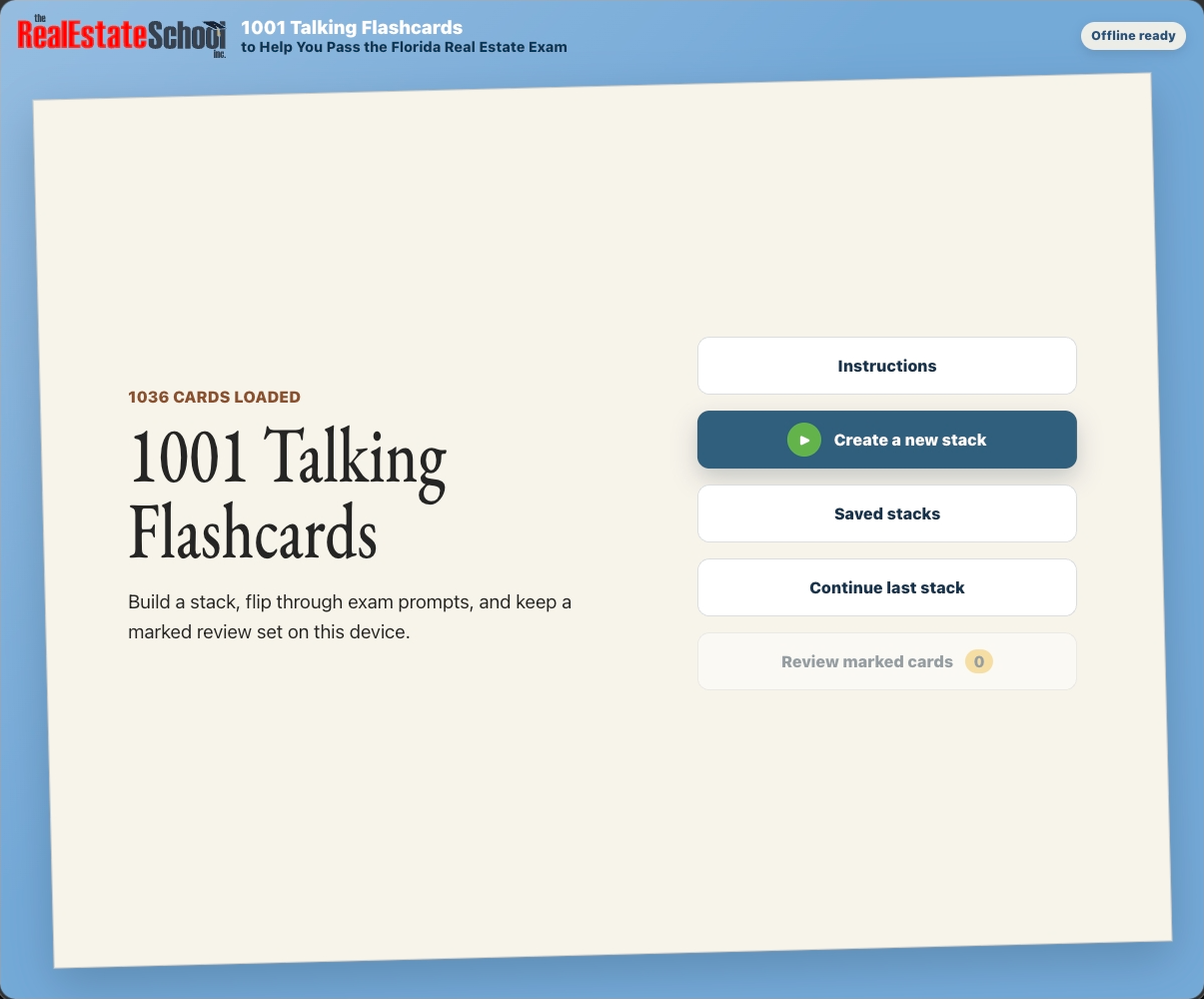 1001 Talking Flashcards to Help You Pass the Florida Real Estate Exam
